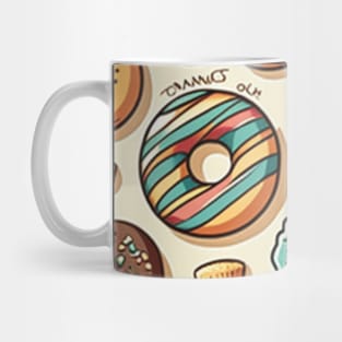 Donuts Pattern Line Drawing Colorful, Birthday Gift ideas for Donuts Lover Mug